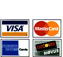 Visa, MasterCard, American Express, Discover