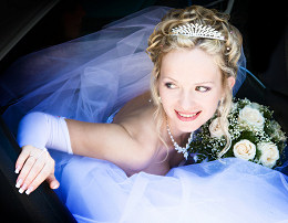 The bride and grooms attire.